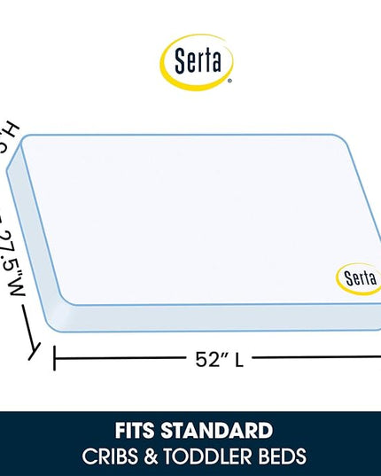 Delta Children Bentley S Series 4-in-1 Crib, White + Serta Perfect Slumber Dual Sided Recycled Fiber Core Crib and Toddler Mattress (Bundle) - LeafyLoom