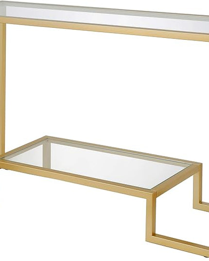 Henn&Hart 47.75" Wide Rectangular Console Table in Brass, Entryway Table, Accent Table for Living Room, Hallway - LeafyLoom