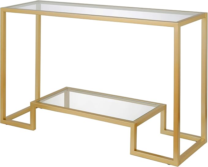 Henn&Hart 47.75" Wide Rectangular Console Table in Brass, Entryway Table, Accent Table for Living Room, Hallway - LeafyLoom