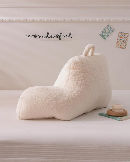 Aimuan Reading Pillow Bed Rest Wedge Large Adult Backrest Pillow with Arms Back Support for Sitting Up in Bed Cushion Incline Rest Sleeping Snoring Pillow,Sherpa Ivory Standard - LeafyLoom