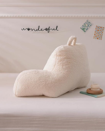 Aimuan Reading Pillow Bed Rest Wedge Large Adult Backrest Pillow with Arms Back Support for Sitting Up in Bed Cushion Incline Rest Sleeping Snoring Pillow,Sherpa Ivory Large - LeafyLoom