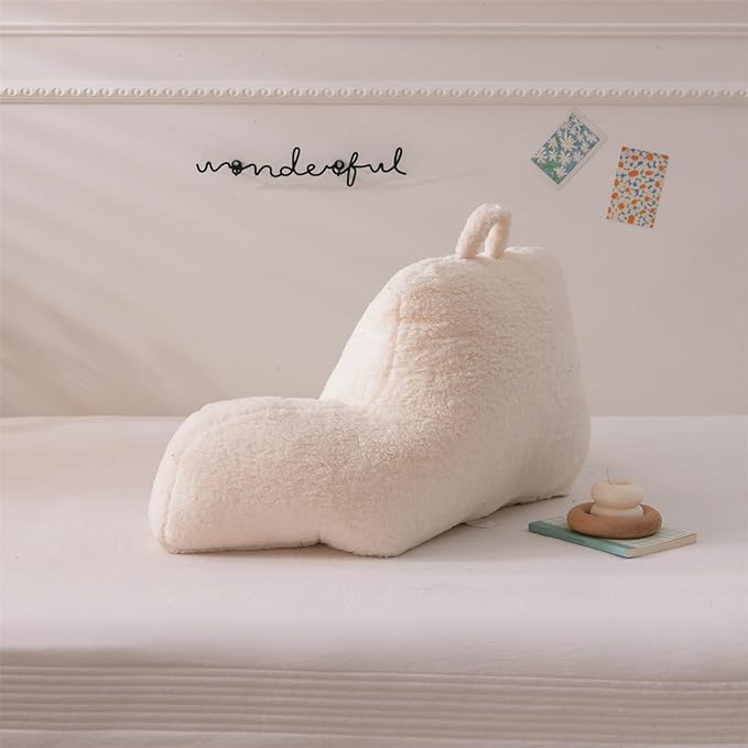 Aimuan Reading Pillow Bed Rest Wedge Large Adult Backrest Pillow with Arms Back Support for Sitting Up in Bed Cushion Incline Rest Sleeping Snoring Pillow,Sherpa Ivory Large - LeafyLoom