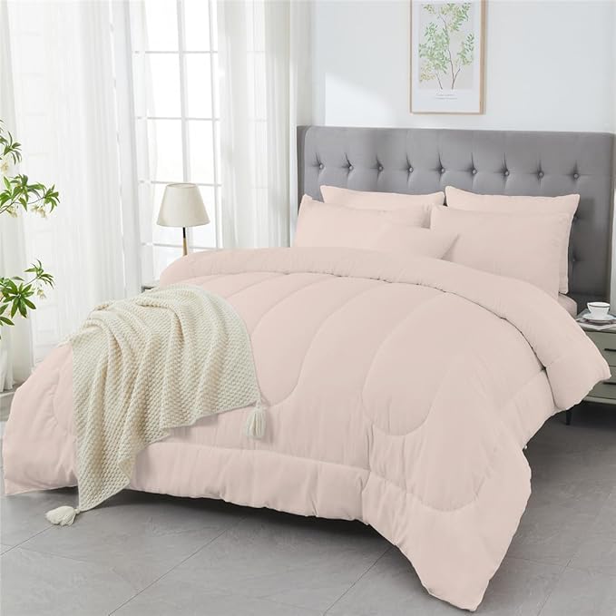 3 Piece Solid Color All Season Bedding Comforter Set Microfiber Soft Lightweight Bedding Set for Kids Teens Adults Room Decor with 1 Comforter and 2 Pillowcases Full - LeafyLoom