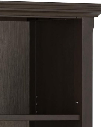 SIMPLIHOME Amherst SOLID WOOD Transitional 5 Shelf Bookcase for The Living, Study Room and Office, 36 inch, Hickory Brown - LeafyLoom