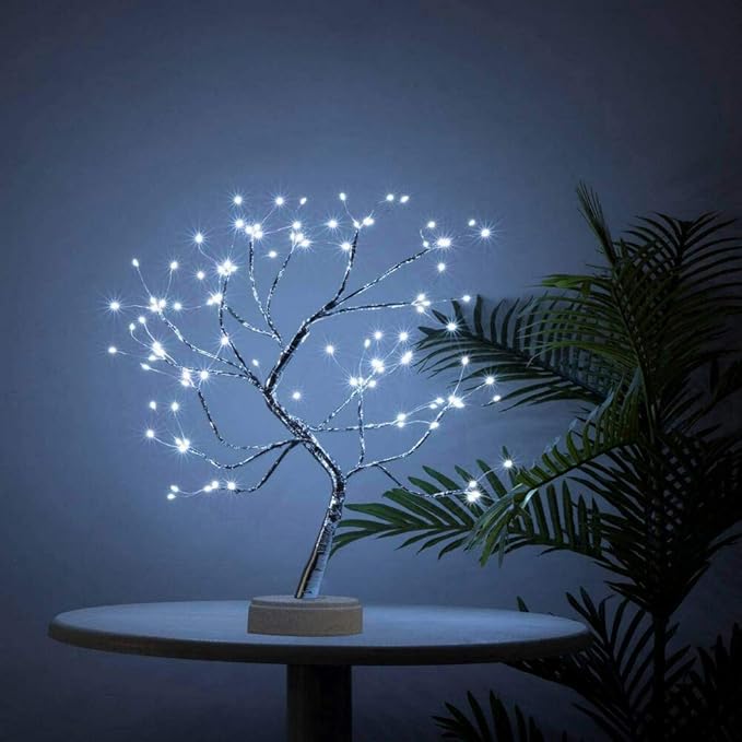 Bonsai Tree Light for Room Decor, Aesthetic Lamps for Living Room, Cute Night Light for House Decor, Good Ideas for Gifts, Home Decorations, Weddings, Christmas, Holidays and More (White, 108 LED) - LeafyLoom