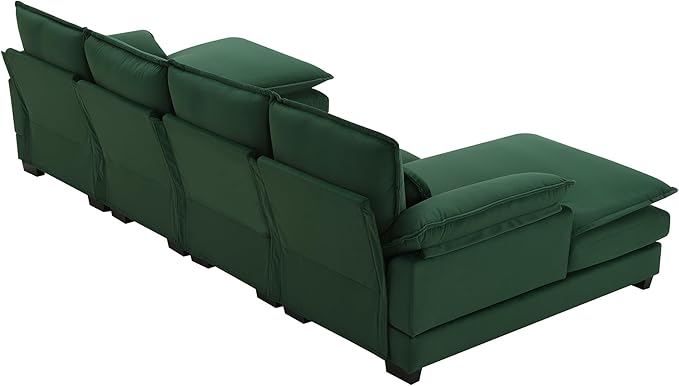 Symmetrical Modular Sectional Sofa with Chaise Lounge, 6 Seater Velvet Upholstered Cloud Couch, U Shaped Oversized Sleeper Sofa&Couches with Thicked Cushion & Detackable Backrest Living Room - LeafyLoom