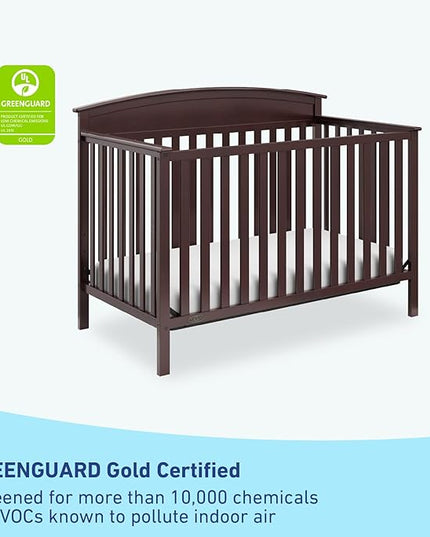 Graco Benton 5-in-1 Convertible Crib (Espresso) – GREENGUARD Gold Certified, Converts from Baby Crib to Toddler Bed, Daybed and Full-Size Bed, Fits Standard Full-Size Crib Mattress - LeafyLoom