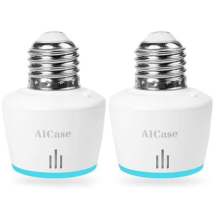 AICase Smart WiFi E27/E26 Light Socket, [2 Pack] Intelligent WLAN Home Remote Control Light Lamp Bulb Holder Compatible with Alexa and Google Home-White AICase