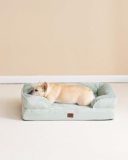 EHEYCIGA Orthopedic Large Dog Bed, Waterproof Memory Foam, Non-Slip Bottom, Sage Green, 41"L x 27"W x 6.5"Th EHEYCIGA
