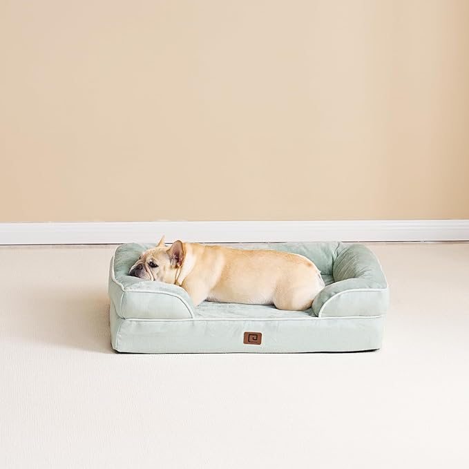 EHEYCIGA Orthopedic Large Dog Bed, Waterproof Memory Foam, Non-Slip Bottom, Sage Green, 41"L x 27"W x 6.5"Th EHEYCIGA