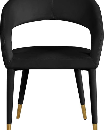 Meridian Furniture Destiny Collection Modern | Contemporary Velvet Upholstered Rounded Back Dining Chair, 23" W x 23" D x 31.5" H, Black - LeafyLoom