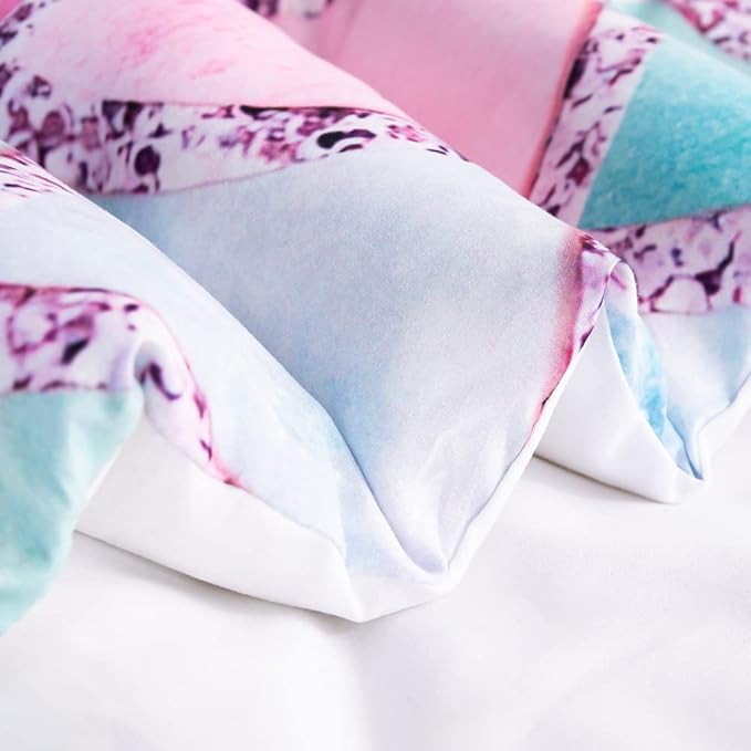 Wajade Kid Mermaid Scale Comforter Bedding Set Twin Size, Colorful Rainbow 3D Fish Scale 7 Pieces Soft Bedding Sets with Comforter, Sheet, Pillowcase and Sham for Girls - LeafyLoom