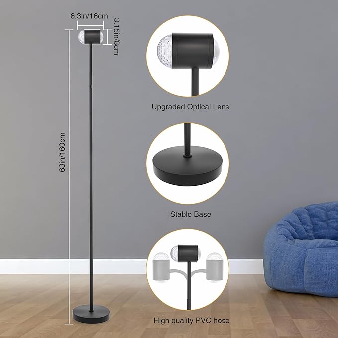Sunset Lamp Projector with 3D Ocean Wave, 12 Colors Changing & Four Mode with USB Port, RGB Floor Lamp Double Side Lighting with Remote,Creative DIY Mode, 360° Rotation Atmosphere Lamp for Bedroom - LeafyLoom