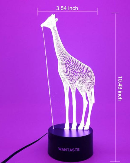 Giraffe 3D Lamp Gifts for Boys Girls Room, Night Light Toys Bedside Decor Gifts for Kids Baby, 7 Colors Changing Nightlight with Smart Control - LeafyLoom