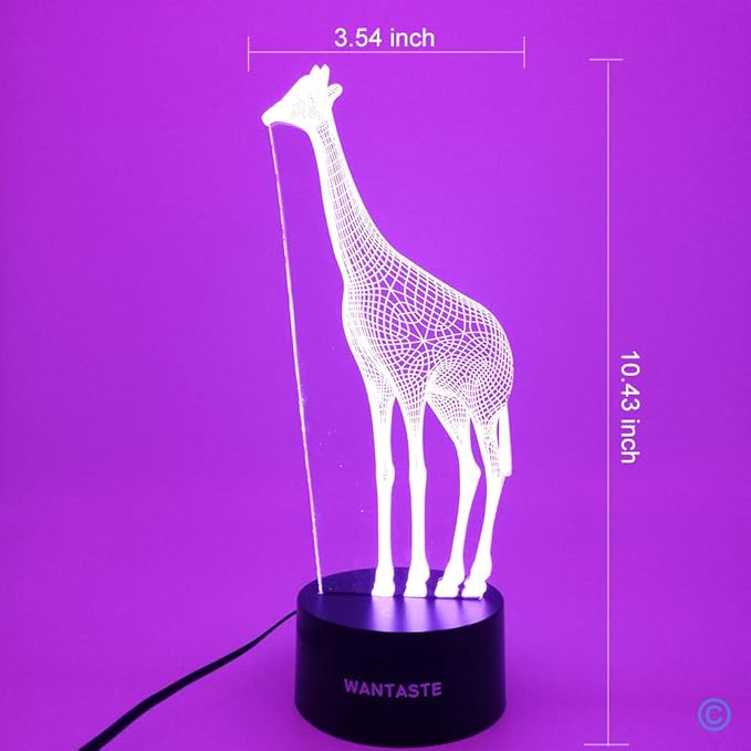 Giraffe 3D Lamp Gifts for Boys Girls Room, Night Light Toys Bedside Decor Gifts for Kids Baby, 7 Colors Changing Nightlight with Smart Control - LeafyLoom