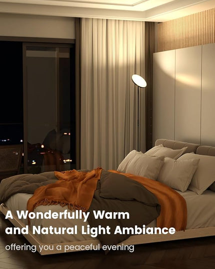 OHLUX Floor Lamp,36W/3000LM Sky LED Modern Torchiere 5 Color Temperatures Super Bright Floor Lamps, Dimmable Tall Standing Pole Light with Remote & Touch Control for Living Room,Bedroom,Office-Black - LeafyLoom