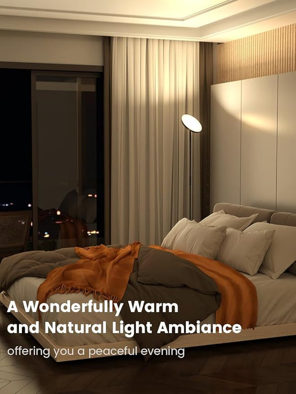 OHLUX Floor Lamp,36W/3000LM Sky LED Modern Torchiere 5 Color Temperatures Super Bright Floor Lamps, Dimmable Tall Standing Pole Light with Remote & Touch Control for Living Room,Bedroom,Office-Black - LeafyLoom
