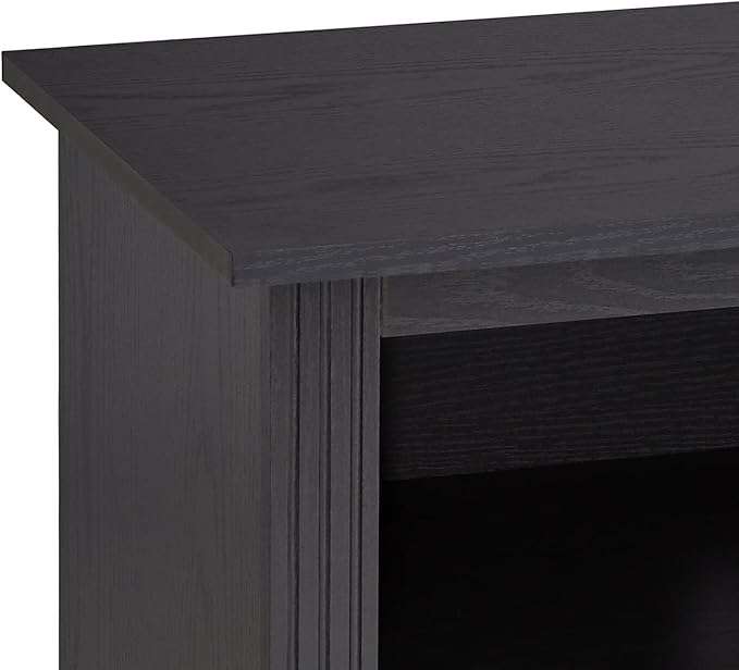 ROCKPOINT 58inch TV Stand Media Console for TV’s up to 65 Inches, Home Living Room Storage Console, Entertainment Center with 4 Open Storage Shelves, Modern TV Console Table (Black) - LeafyLoom
