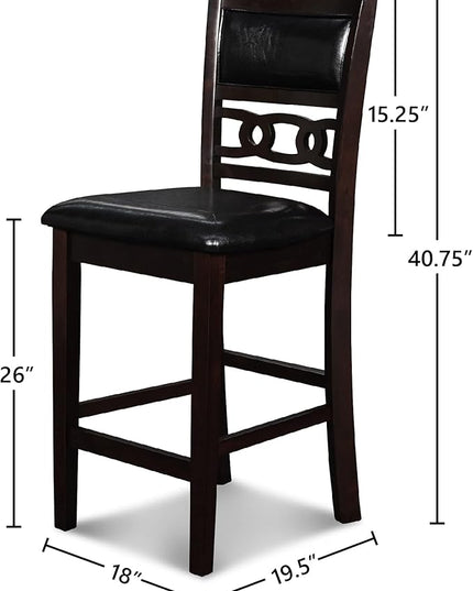 New Classic Furniture Gia Counter Dining Chair (Set of Six), Black PU Upholstered Seat & Back Rest, Ebony - LeafyLoom