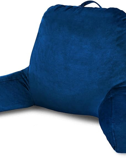 ComfortSpa Reading Pillow Bed Wedge Large Adult Backrest Lounge Cushion w/Arms Pockets Lumbar Back Support for Sitting Up GERD Heartburn Made in The USA w/Stain Resistant Removable Cover - LeafyLoom