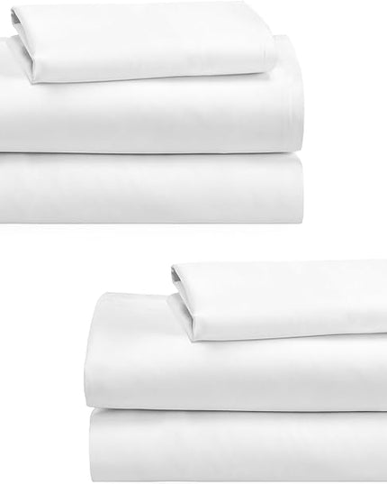 California Design Den 100% Cotton 2-Pack Extra Long Twin Sheets, Soft & Durable Twin XL Cotton Sheet Sets with Deep Pockets, Twin XL Sheet Set with Sateen Weave, Cooling Sheets (White) - LeafyLoom