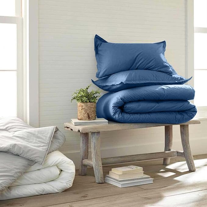ETDIFFE Blue Comforter Set King Size, 3 Piece Aesthetic Modern Bedding Set - Soft & Lightweight All Season Microfiber Down Alternative Bed Comforter with 2 Pillow Shams for Women Men - LeafyLoom