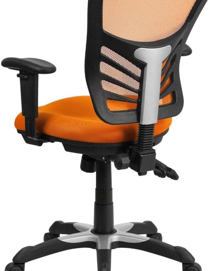 Flash Furniture Nicholas Mid-Back Swivel Office and Gaming Chair, Ergonomic Mesh Office Chair with Adjustable Lumbar Support and Height, Orange - LeafyLoom
