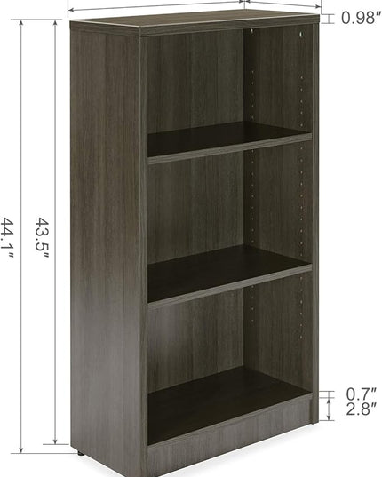3 Shelf Wood Bookcase Freestanding Display Shelf Adjustable Layers Bookshelf for Home Office Library Small Narrow Space(Grey, 3-Layers,24.4W x 11.6D x 44.1H inch) - LeafyLoom