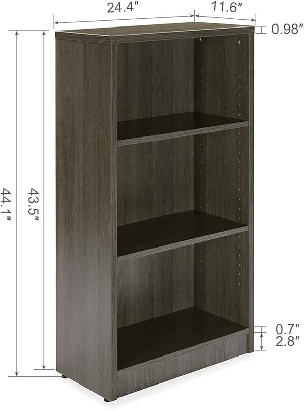 3 Shelf Wood Bookcase Freestanding Display Shelf Adjustable Layers Bookshelf for Home Office Library Small Narrow Space(Grey, 3-Layers,24.4W x 11.6D x 44.1H inch) - LeafyLoom