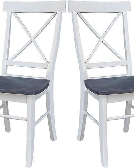 International Concepts X-Back Solid Wood Seat Chairs, White/Heather Gray - LeafyLoom
