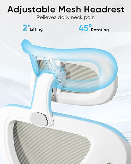 Sytas Ergonomic Office Chair, High Back Computer Desk Chair with Lumbar Support and Adjustable Headrest, Executive Swivel Chair for Home Office, Tilt Function - LeafyLoom