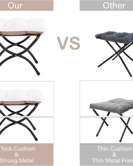 LITA Lazy Chair with Ottoman, Modern Accent Leisure Upholstered Sofa Chair, Lounge Reading Chair with Armrests and a Side Pocket for Living Room, Bedroom & Small Space, Plush White - LeafyLoom