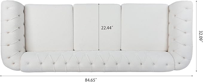 3-Seaters Living Room Clasic Chesterfield Sofa Couch Button Tufted PU Leather Upholstered Sofa&Couch with Luxury Roller Armrest Crystal Legs Movable Cushions & Nailhead Decor - LeafyLoom
