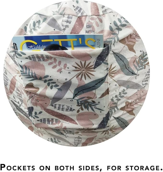 Bean Bag Chair COVER -(NO BEANS) for kids Teens, zipper opening, soft velvet, X-Large (34" leaves) - LeafyLoom