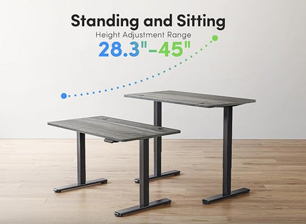 FEZIBO Electric Standing Desk, 48 x 24 Inches Height Adjustable Stand up Desk, Sit Stand Home Office Desk, Computer Desk, Gray - LeafyLoom
