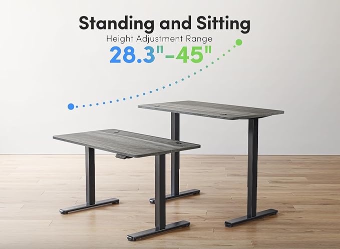 FEZIBO Electric Standing Desk, 48 x 24 Inches Height Adjustable Stand up Desk, Sit Stand Home Office Desk, Computer Desk, Gray - LeafyLoom