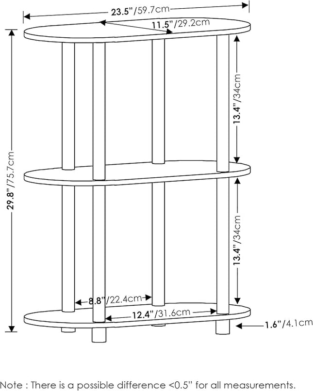 Furinno Turn-N-Tube No Tools 3-Tier Modern Oval Side Display Rack, Bauhaus Oak/Beige - LeafyLoom