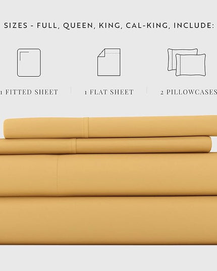 Linen Market Bed Sheets for King Size Bed (Gold) - Sleep Better Than Ever with These Soft and Cooling King Sheets - Deep Pocket Fits 16" Thick Beds - 4 Piece King Sheet Set. - LeafyLoom