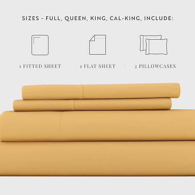Linen Market Bed Sheets for King Size Bed (Gold) - Sleep Better Than Ever with These Soft and Cooling King Sheets - Deep Pocket Fits 16" Thick Beds - 4 Piece King Sheet Set. - LeafyLoom