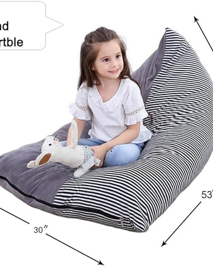Stuffed Animal Storage Bean Bag Chair Cover | 53" Extra Large Beanbag Cover for Kids and Adults, Plush Toys Holder and Organizer for Boys and Girls | Premium Velvet - Soft & Comfortable - LeafyLoom