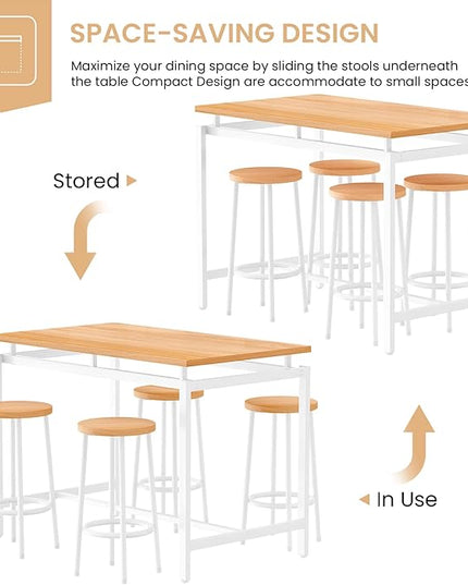 DKLGG Dinner Table Set for 4, Modern Kitchen Table and Chairs for 4 Wooden Top and Adjustable Metal Legs, Small Dining Room Table Set 5 Pieces Compact Design for Small Space - LeafyLoom