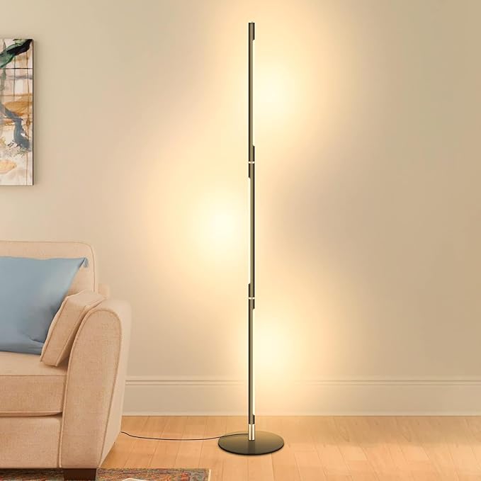 Modern Foor Lamp, Corner Lamp, Floor Lamp with Three Light Source, Led Floor Lamp with Remote & Touch Control, Black Standing Lamp for Bedroom, Livingroom, Ofiice - LeafyLoom