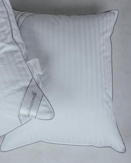 Standard Goose Feather Down Pillow, 100% Soft Cotton Cover Bed Pillow for Sleeping Standard Size (20X26IN) Stripe White 1 Pack - LeafyLoom