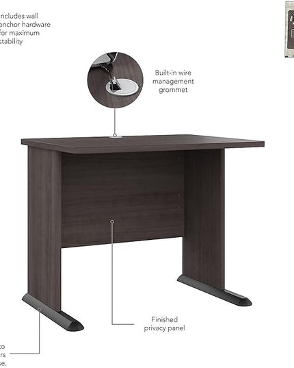 Bush Business Furniture Studio A Small Computer Desk, Commercial-Grade Gaming and Work Table for Home or Professional Office, 36W, Storm Gray - LeafyLoom