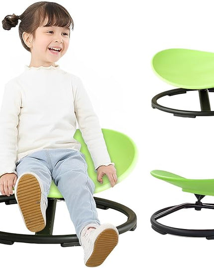 Autism Kids Swivel Chair,Spin Sensory Chair,Kids Spinning Chair,Sit Spin Training Body Coordination,Metal Base Non-Slip Small Desk Chair (Green) - LeafyLoom