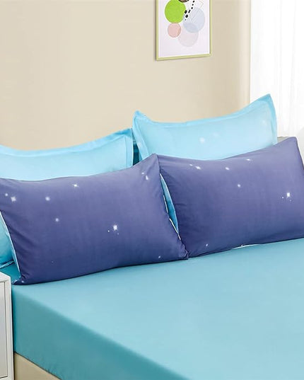 Dinjoy Girls Women Comforter Set King Size Ombre Blue Purple Rainbow Bedding Set 7 Pieces Bed in A Bag for Teen Adult (1 Comforter, 1 Flat Sheet, 1 Fitted Sheet, Pillow shams & Pillowcases) - LeafyLoom