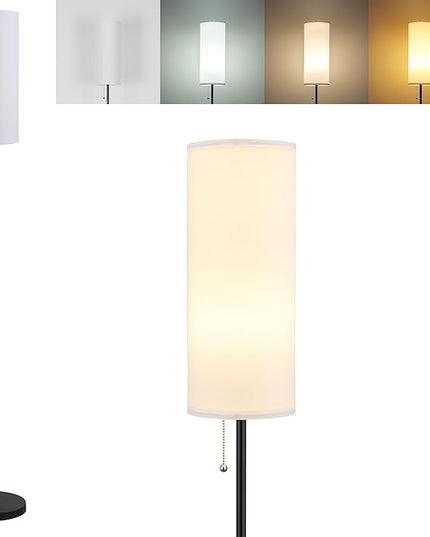 Floor Lamp for Living Room, Modern Standing Lamps with Lampshade, Minimalist Tall Lamp with Chain Switch for Living Room, Bedroom, Kids Room, Office,Standing Lamp LED Bulb Included (White Shade) - LeafyLoom