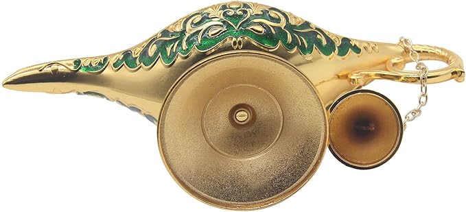Classic Vintage Collectable Rare Legend Aladdin Magic Genie Costume Lamp Home Table Decoration & Gift, Golden Green - LeafyLoom