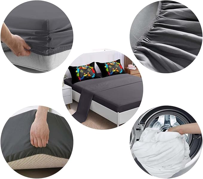 Gamer Comforter Set Gaming Twin Size,Video Game Controller Comforter for Boys Kids Adult 3D Gamepad Microfiber Bedding Sets 5 Pieces Bed in A Bag Sets30019,Twin - LeafyLoom