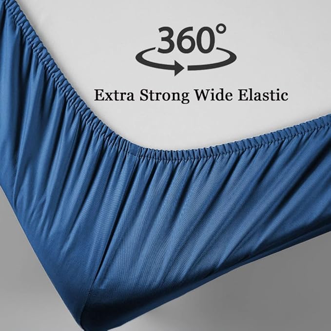 SONORO KATE Bed Sheet Set Super Soft Microfiber 1800 Thread Count Luxury Egyptian Sheets 16-Inch Deep Pocket Wrinkle-4 Piece(Queen, Navy Blue) - LeafyLoom